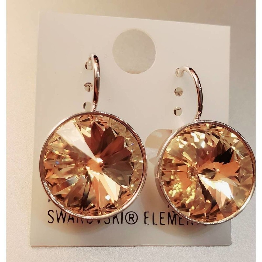 New! Swarovski Element Earrings Light Brown 15mm Earrings Wedding Shinysparkle